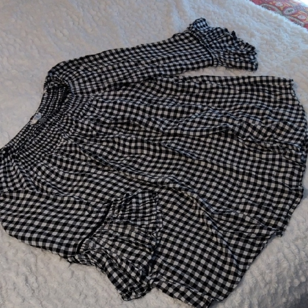 Black and White Gingham Blouse